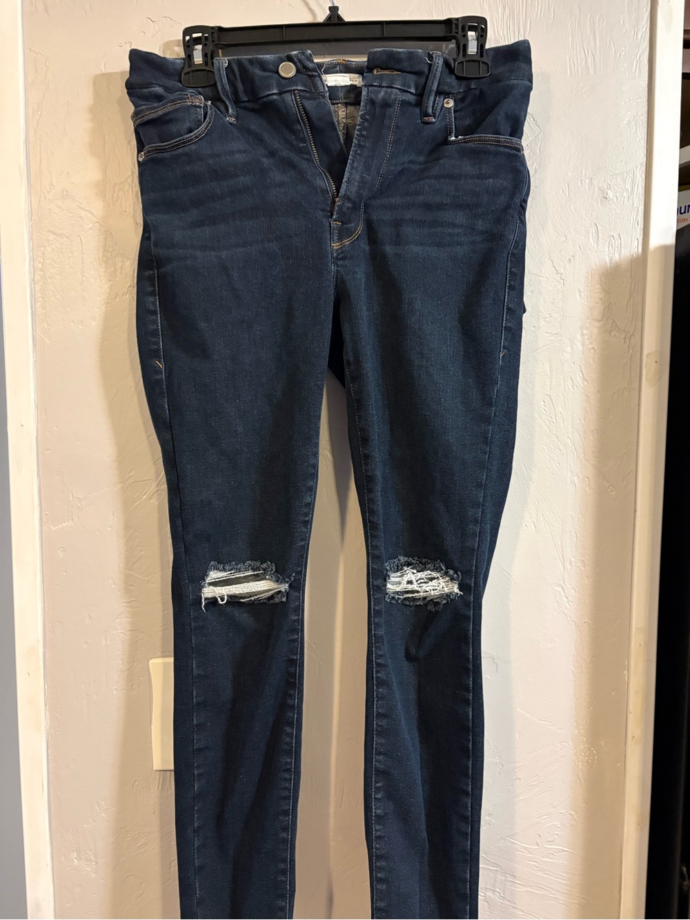 Good American Dark Blue Ripped Skinny Jeans